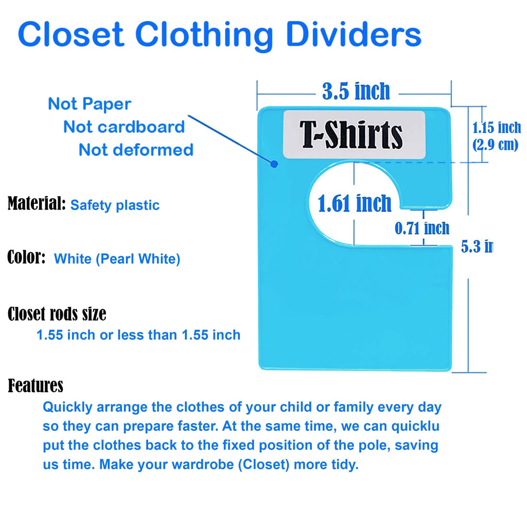 32 Pack White Clothing Rack Size Dividers Plus 75 Labels (1 Inch) and 30 Large Blank Labels, Large Rectangular