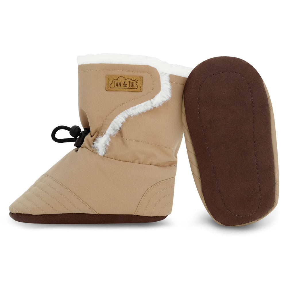 Stay-Put Winter Baby Booties (Soft Brown, S)