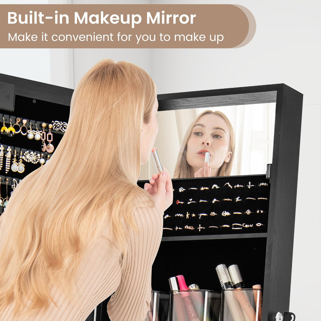 Standing Jewelry Cabinet with Full Length Mirror & 20 Warm Lights