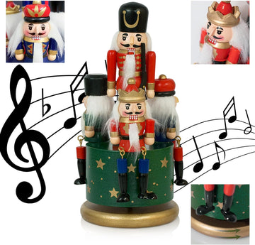 Nutcracker Christmas Decorations of Music Box - Wooden Nutcracker Figures Christmas Ornaments Gifts for Indoor