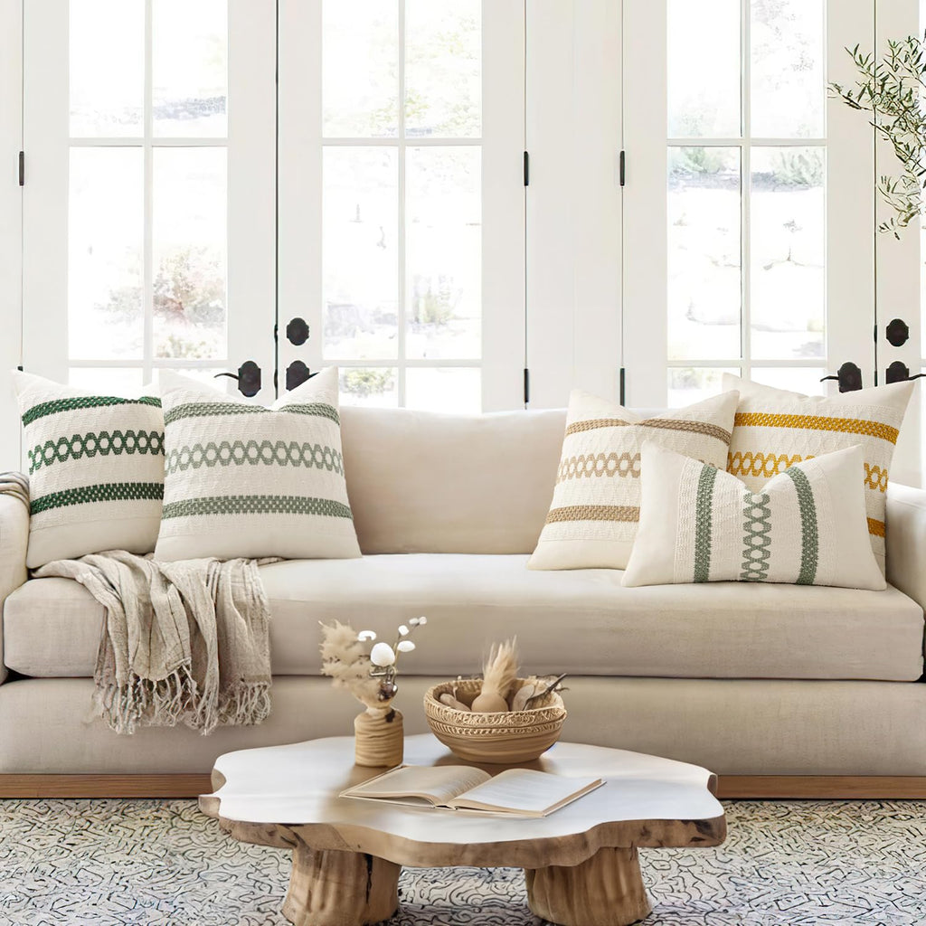 Set of 2 Sage Green Boho Decorative Lumbar Pillow Covers 12x24 Inch