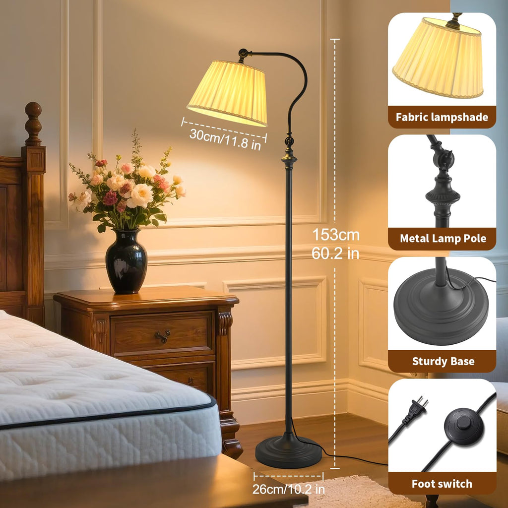 Linen Fabric Floor Lamp with Remote and Bluetooth Dimming