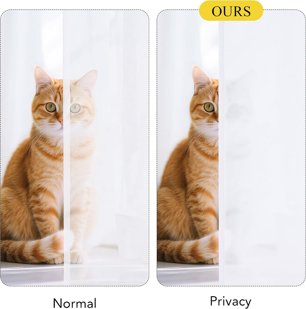 2 Panels Privacy Sheer Cafe Curtains 26 x 30 Inches, Light Filtering Kitchen Curtains Home Decor, Non-See-Through