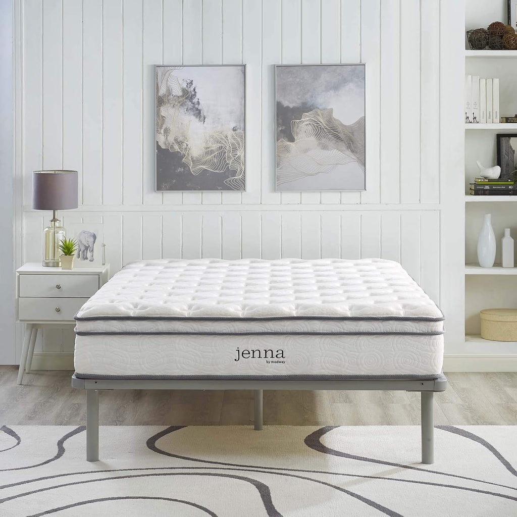 Jenna 10" Innerspring and Memory Foam California King Mattress With Individually Encased Coils, White