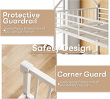 Bunk Bed Twin Over Full, House Bunk Bed Frame with Ladder and Guardrail