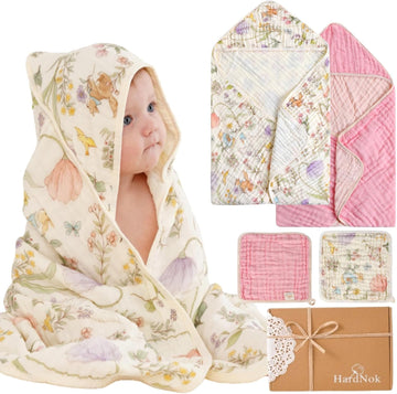 Muslin Baby Bath Towels Set Piece Organic Cotton Blend (Garden)