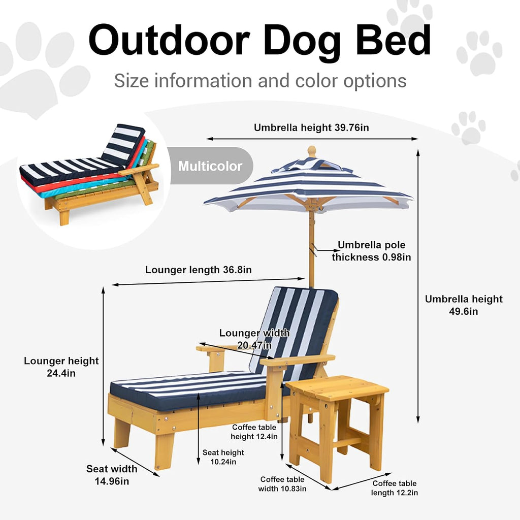 Elevated Dog Bed for Large Dogs with Waterproof Canopy | Indoor/Outdoor Pet Chaise for Backyard, Pool, Beach