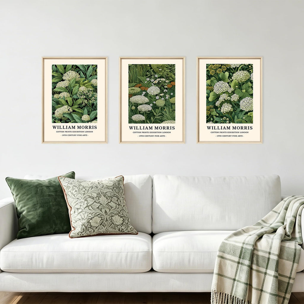 William Morris Sage Green Floral Framed Canvas Wall Art-12"x16"x3