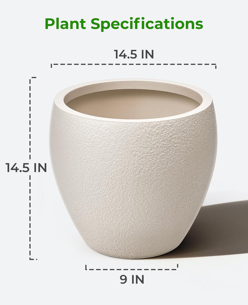14.5 Inch Large Plastic Flower Pot with Drainage for Plants