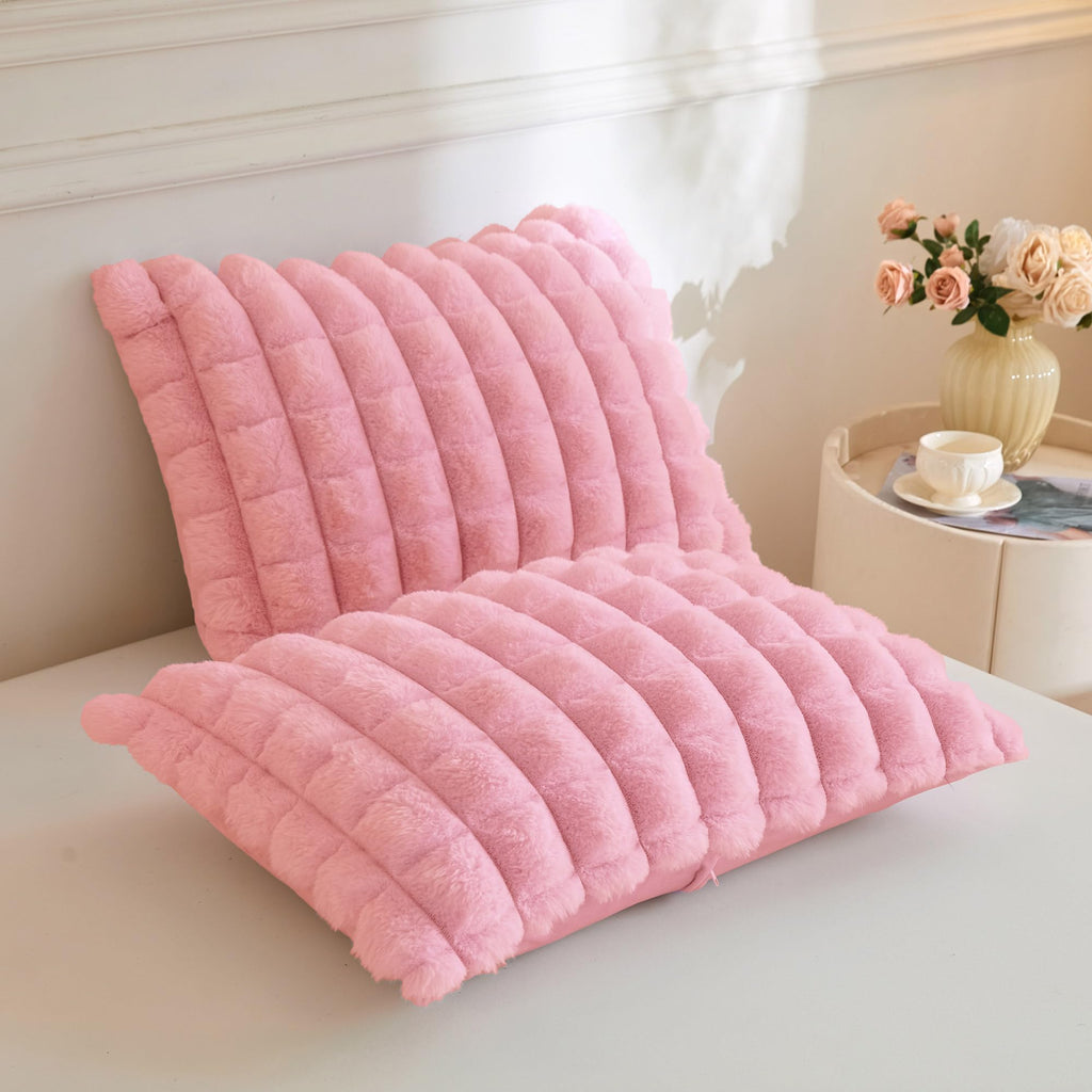 Fluffy Bubble Faux Rabbit Fur Duvet Cover Set 3 PCS, Pink