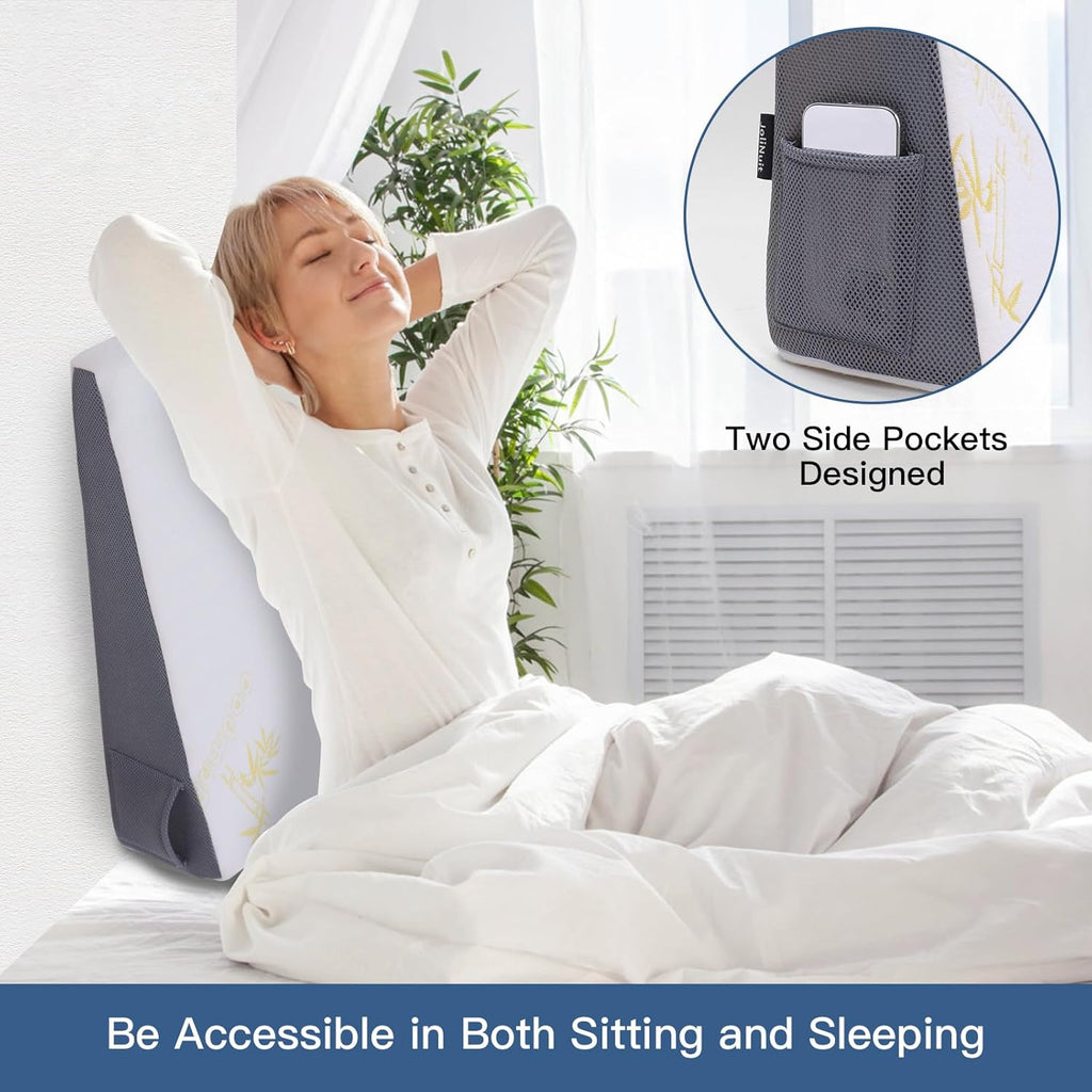Bed Wedge Pillow for Sleeping, and Resting, Gel Memory Foam Pillow for Back, Knee Pain Relief After Surgery, 7.5 Inch