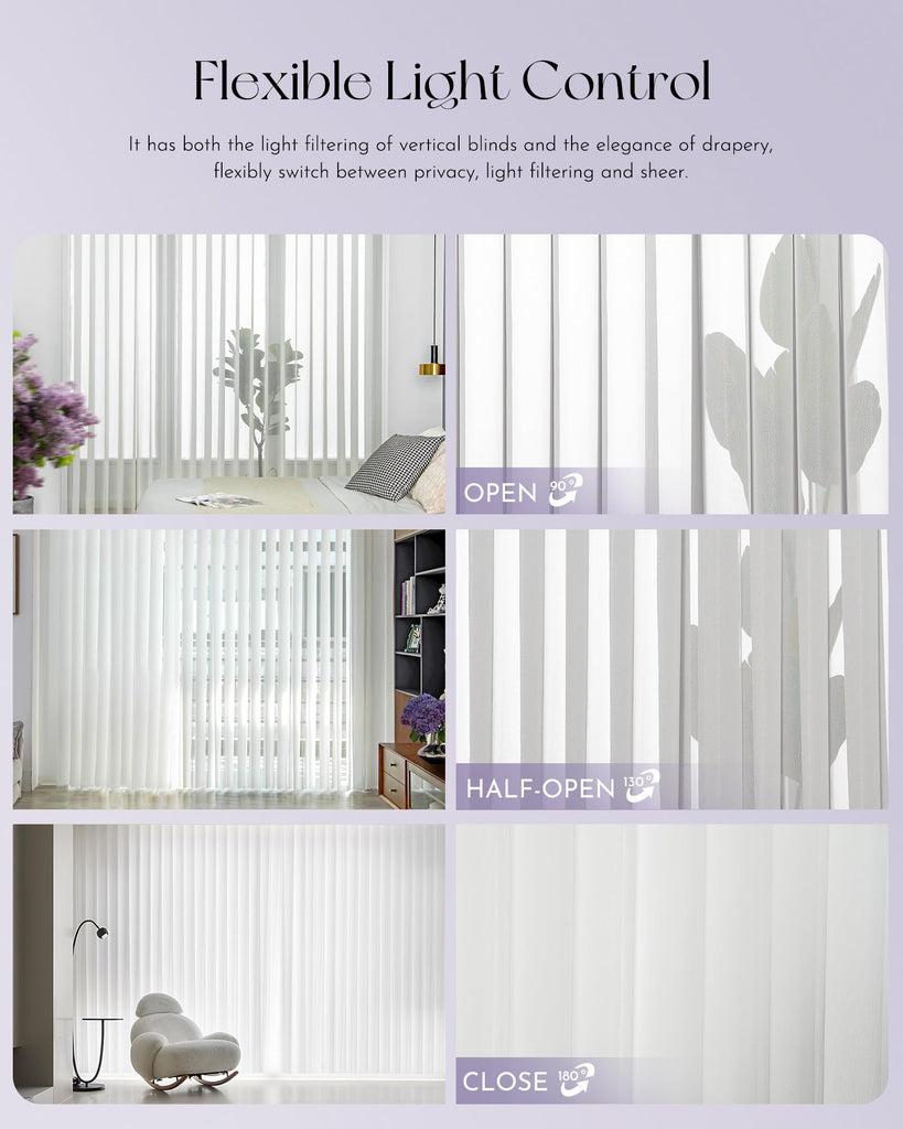 Motorized Sheer Vertical Blinds Compatible with Alexa Google Smart Sheer Curtain Drapery Privacy Light Filtering