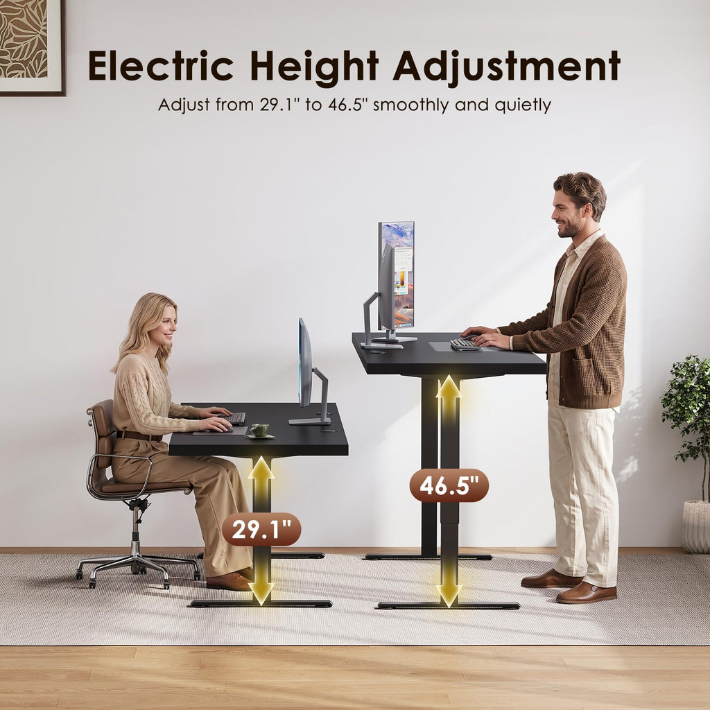 71 Inch Executive Electric Standing Desk Height Adjustable, Black