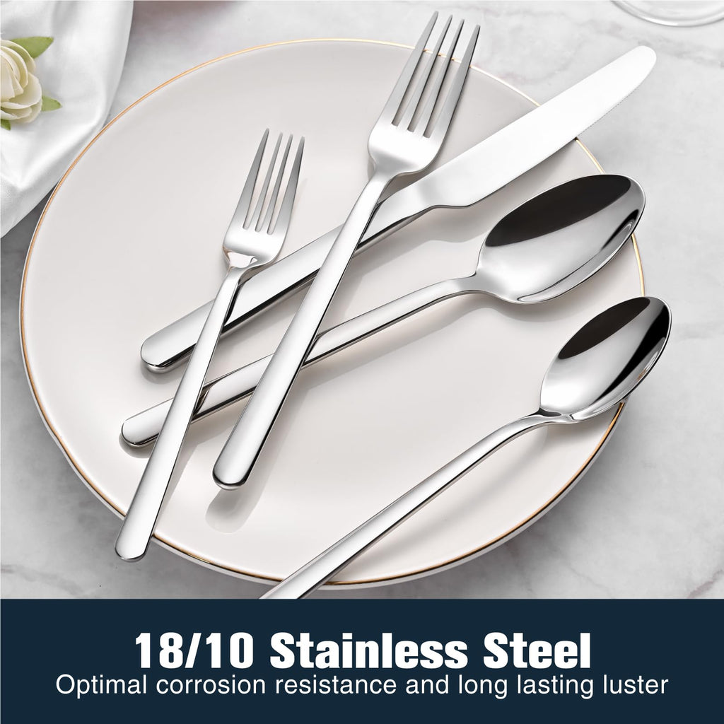 20-Piece Forged Silverware Set for 4, 18/10 Stainless Steel Mirror Finish