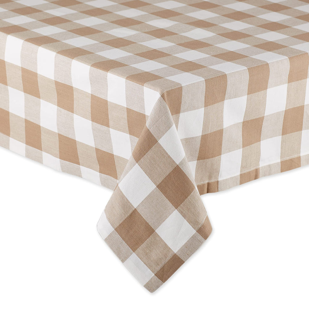 Stone Buffalo Check Tablecloth, 60x84 Cotton Farmhouse Rectangular