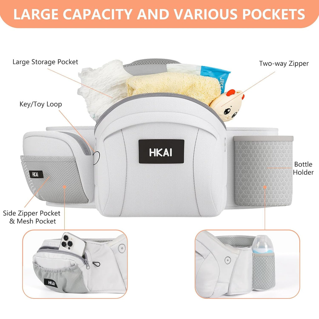 Baby Hip Carrier,Baby Carrier with Adjustable Waistband & Breathable Mesh, Ergonomic Carrier with Non-Slip Hip Seat