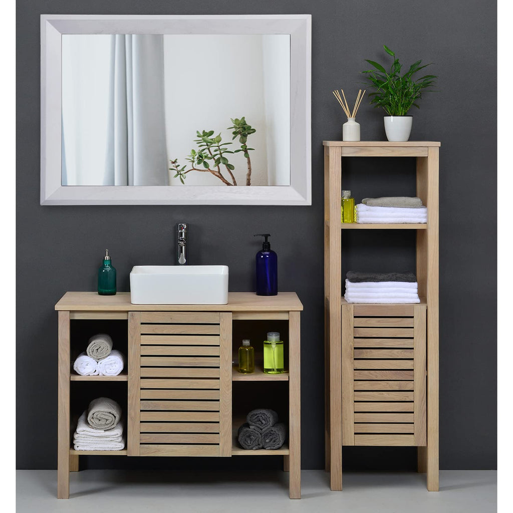 Rectangular Wall Mirror Decorative Wood Framed Mirrors Large 26"x18" for Farmhouse Bedroom Bathroom Living Room