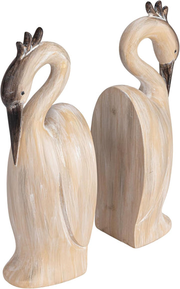 Resin Heron Bookends, Cream