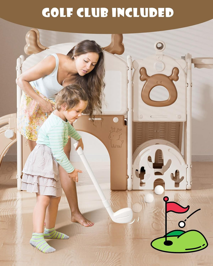 Toddler Slide,12 in 1 Kids Slide for Toddlers 1-3 (Brown)