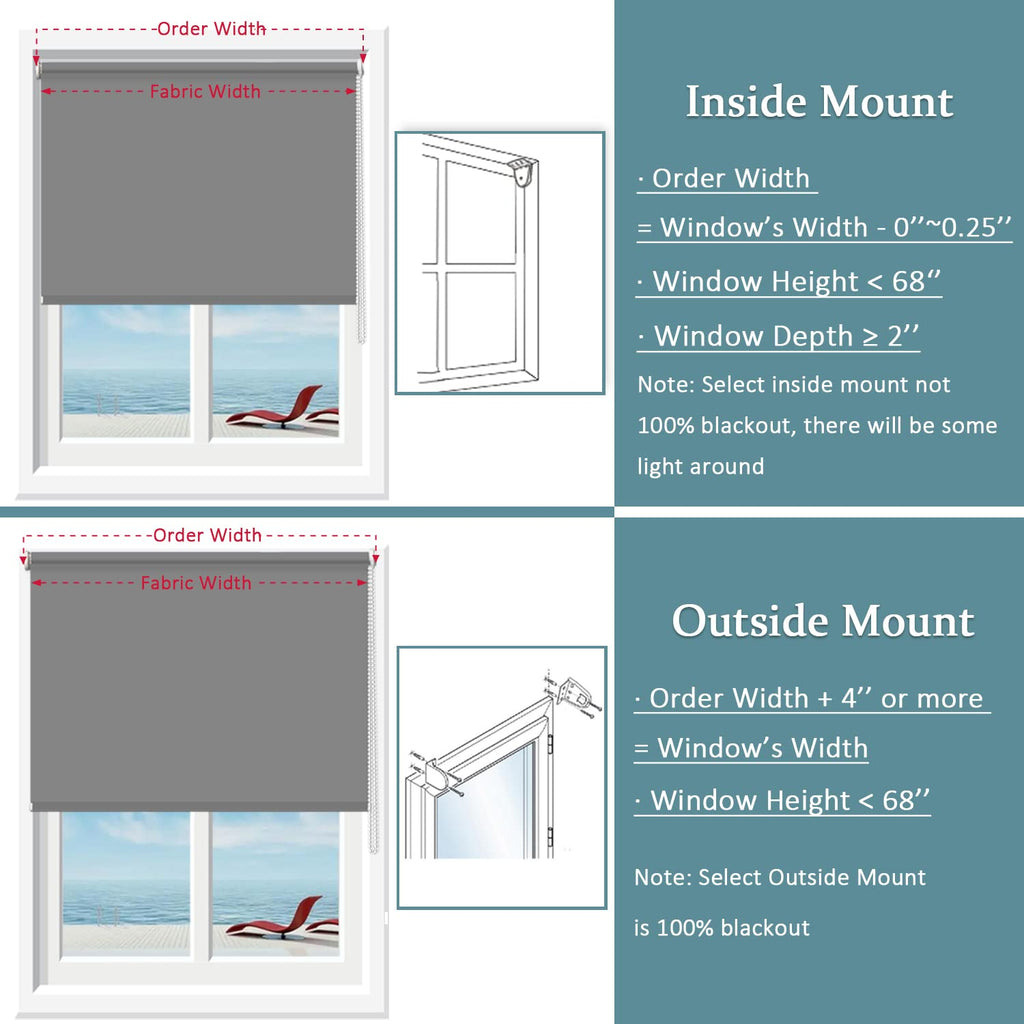 Blackout Roller Shades for Window Light Gray