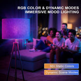 58.3" Mid-Century Tripod Floor Lamp with Shelf, Hidden Wiring, RGB Dimmable Bulb Included, Remote & App Control