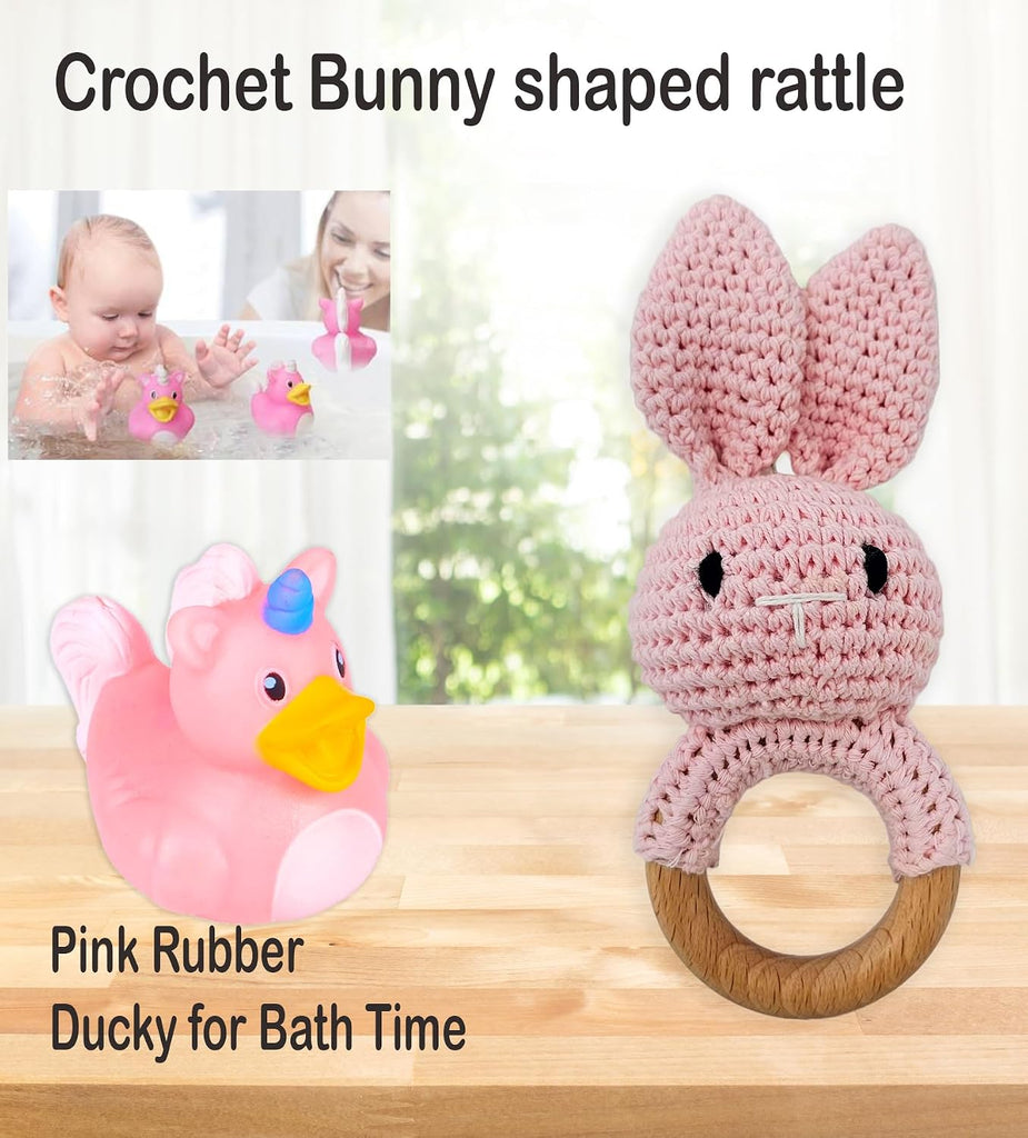 New Baby Girl Gift Basket | Unique Gift Set for a new mom Pink Baby Gift Set. Welcome Baby Care Package All w/Newborn