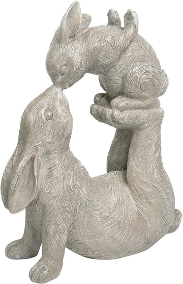 Garden Statues Kissing Bunny Sulpture - Garden Décor Rabbit Collectible Figurines Yard Decorations Outdoor 11.8" L x