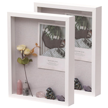 11" x 14" Shadow Box Display Case, Linen Back, 2 Pack White