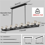 68 Inch Black Rectangle Chandeliers for Dining Room, Black Rectangular Chandelier Over Table, Modern Crystal Long Chandelier for High Ceiling, Farmhouse Large Linear Chandeliers for Kitchen Island A126-B0DT49JWDN