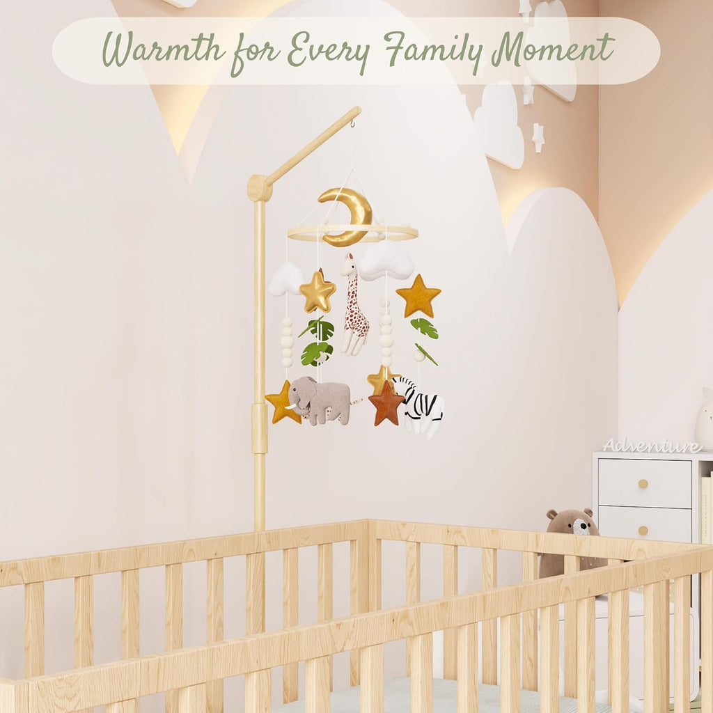 Baby Crib Mobile, Felt Giraffe, Elephant and Zebra