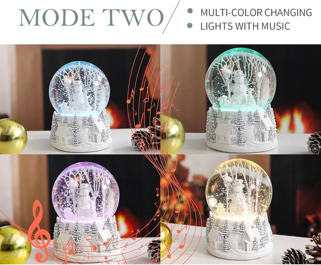 Christmas Snow Globe, White Winter Snowman Musical Snow Globe Decor