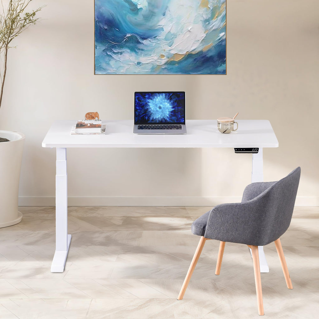 Dual Motor Standing Desk Frame 3 Tier Legs Sit Stand up Electric Height Adjustable Desk Base (White)