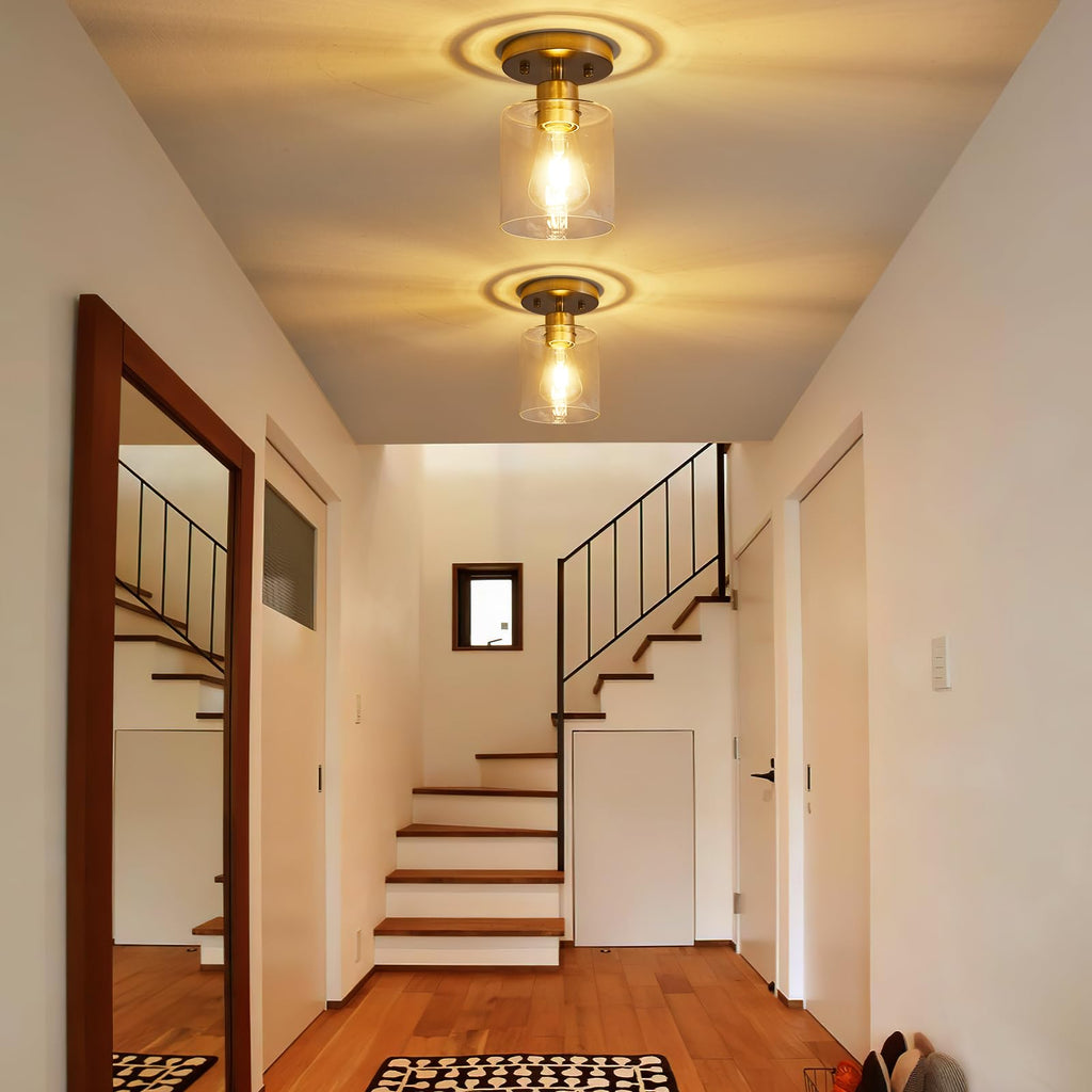 1-Light Flush Mount Ceiling Light, Brushed Nickel Hallway Light Fixtures, Small Kitchen Lighting Fixtures Ceiling