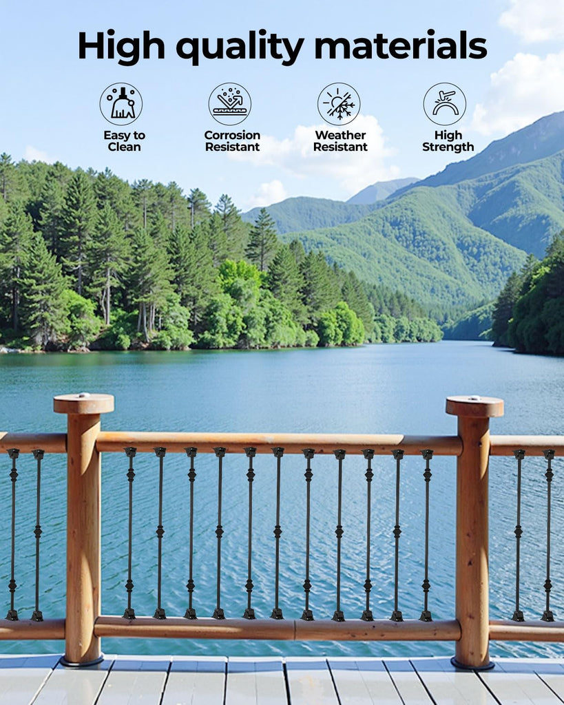 10 Pack Balusters for Staircase Interior Hollow Double and Single Knuckle Stair Spindles 1/2" Square Iron Balusters