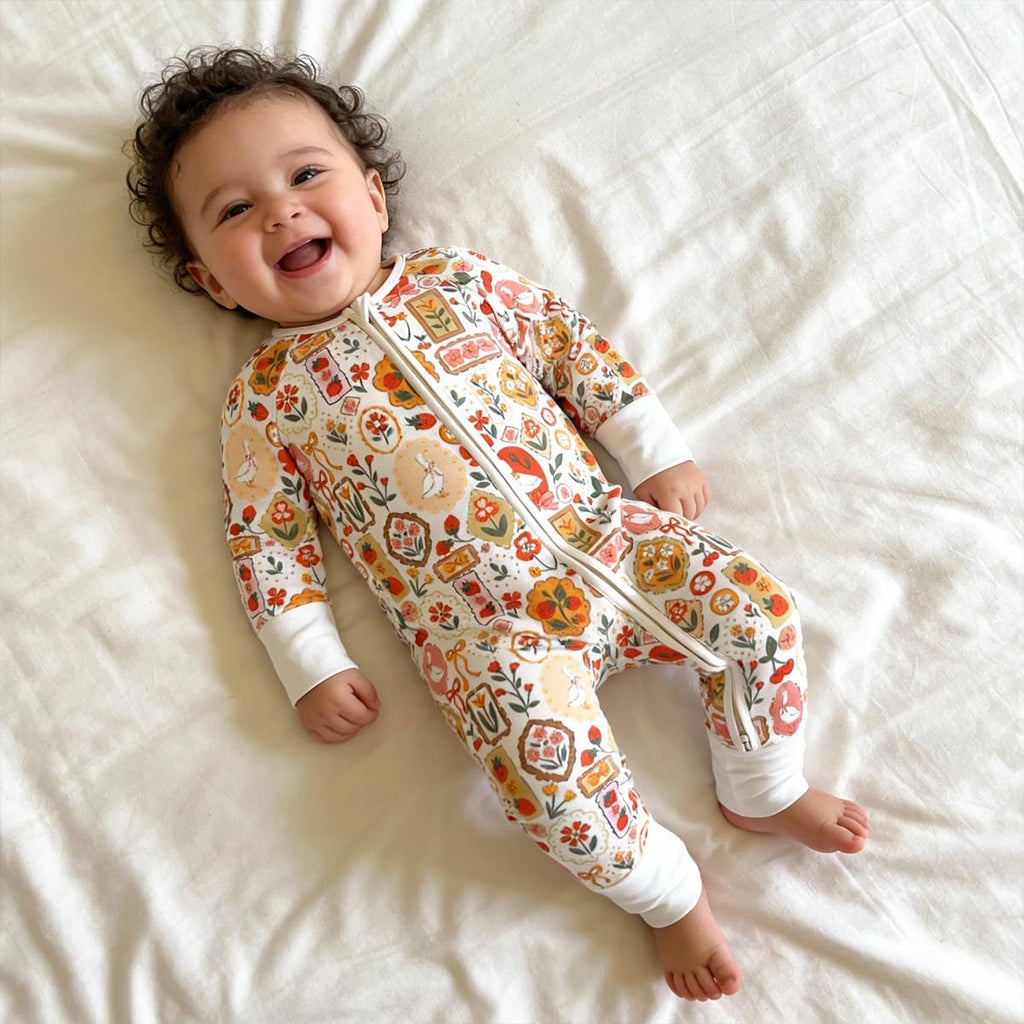 Bamboo Viscose Baby Pajamas Convertible Footie Sleeper for Baby Girl Zipper Onesie, Way Zipper, YKK