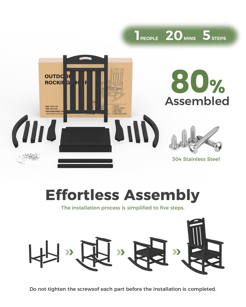 Outdoor Rocking Chair, Oversized HDPE Rocking Chair, All Weather