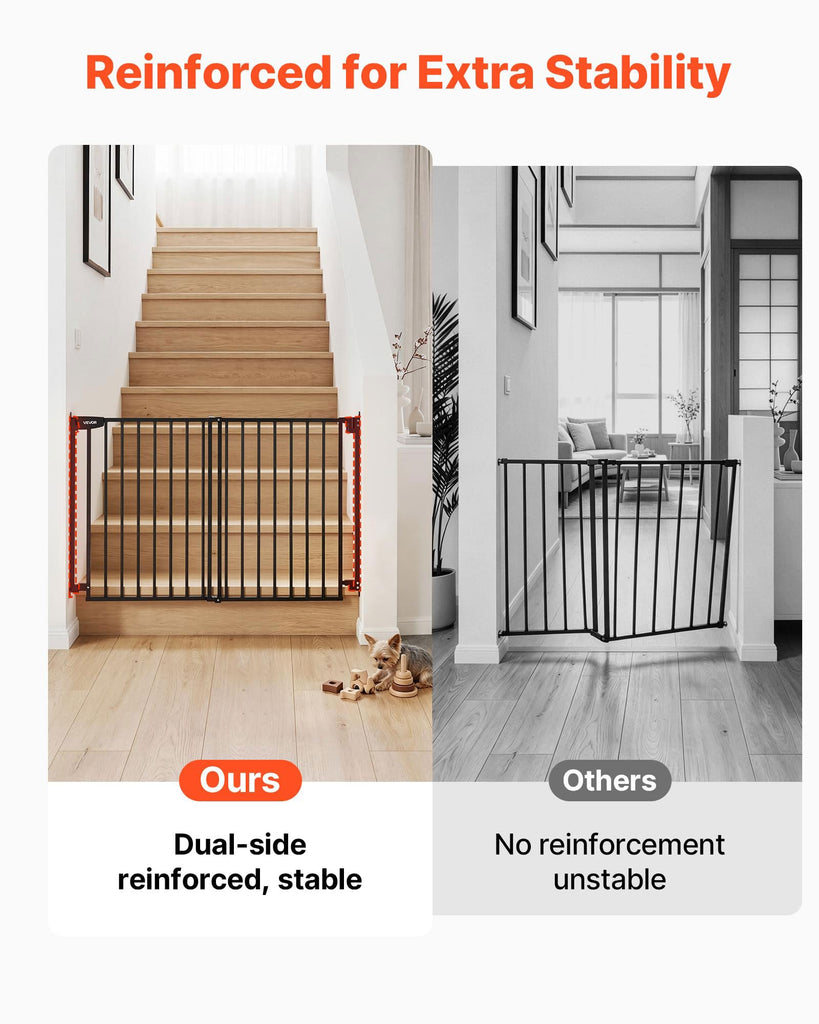 Pet Gate for Stairs, 31-48 in Adjustable Width, 30 in High Dog Gate, No Bottom Bar, One-Handed Operation, Easy
