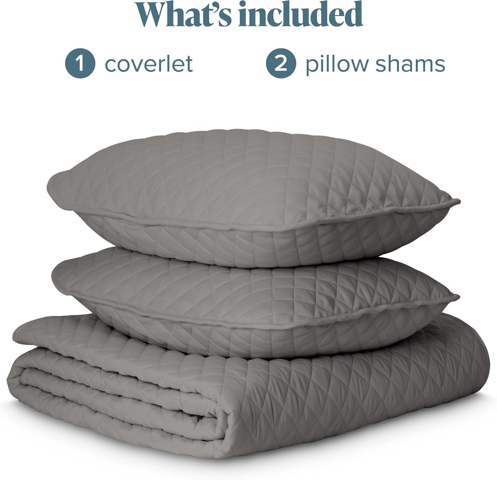 Coverlet Set - King - Lightweight Bed Decor - Comforter Alternative - All-Season Quilted Bedspread (King, Grey)