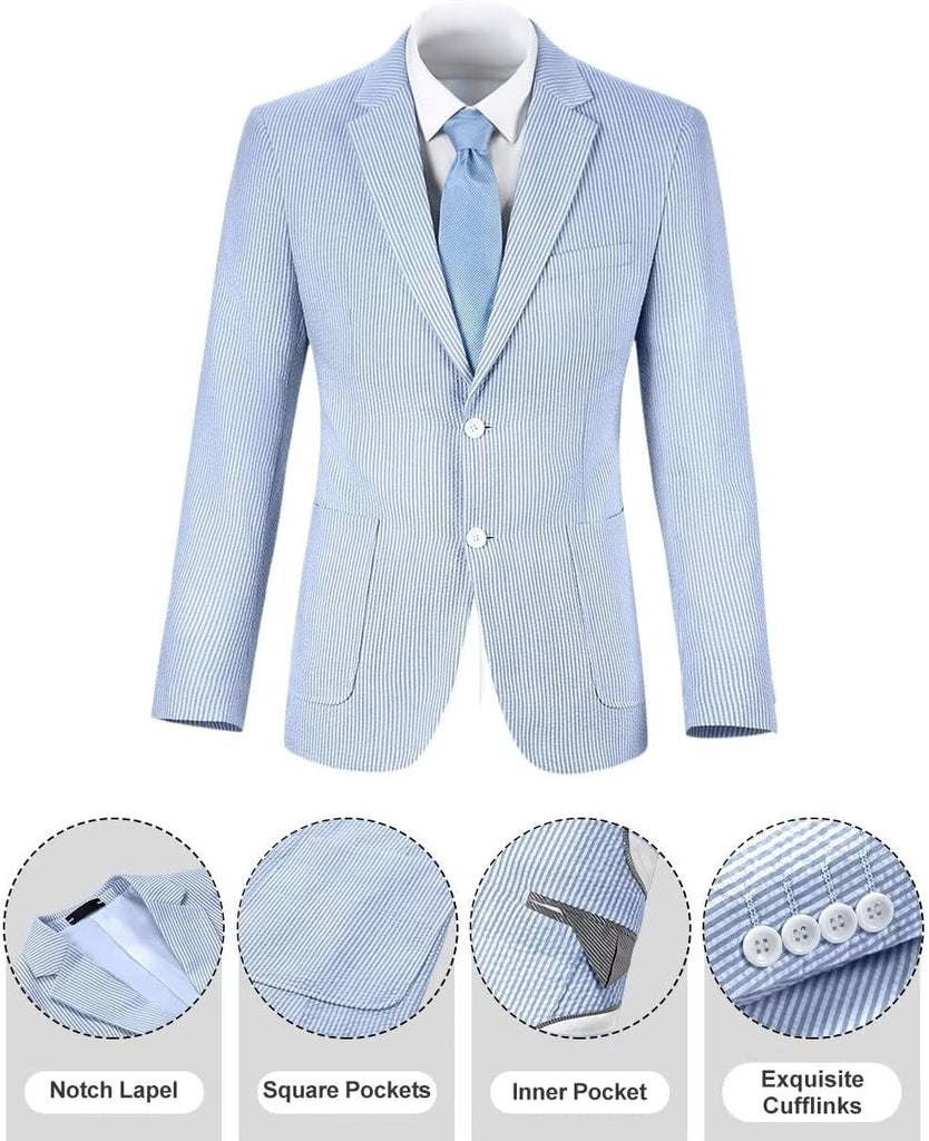 Boys Blazer Seersucker Suits Jacket Casual Stripe Kids Sports Coat for Boy