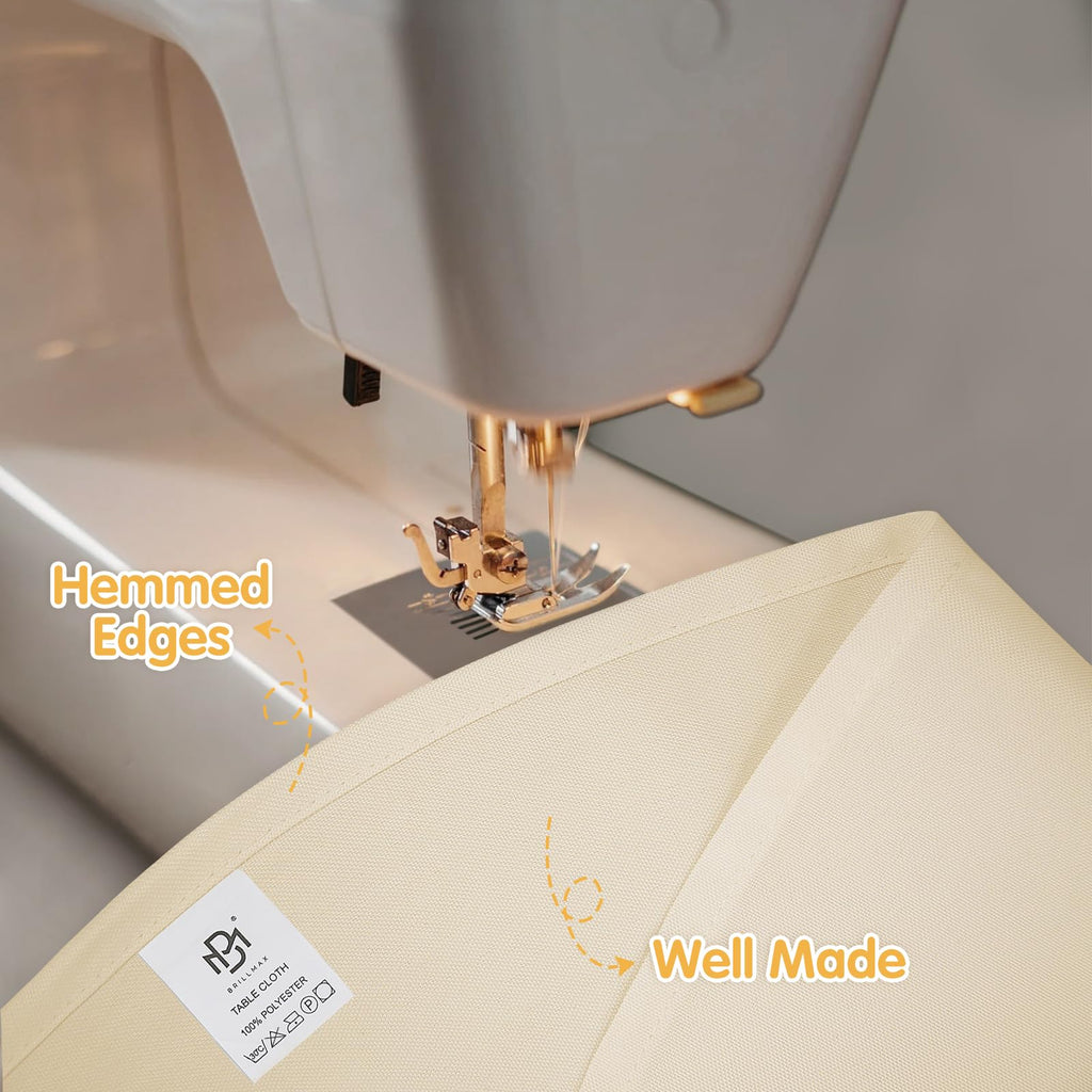 6 Pack Beige Round Tablecloths 120 Inch for 60" Tables