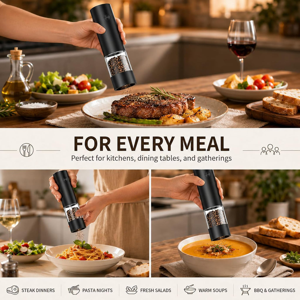 Automatic Electric Salt And Pepper Grinder Set Rechargeable Pepper Shakers - Set of 2