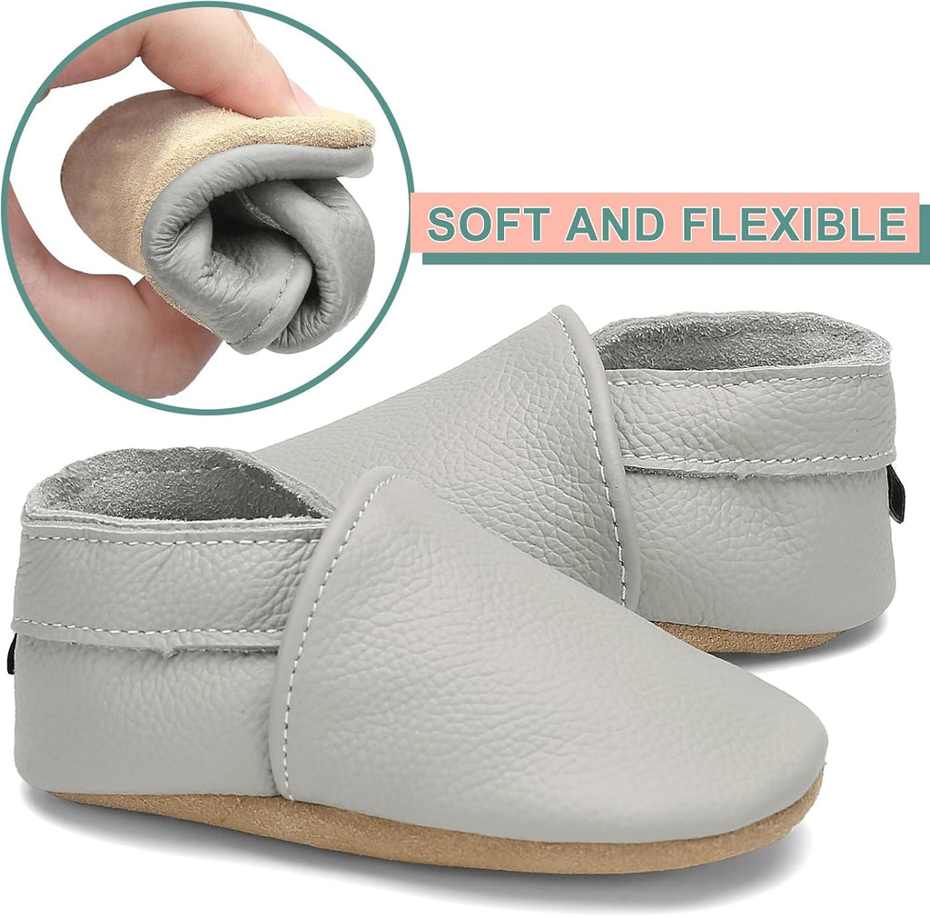 Genuine Leather Baby Booties Soft Sole Toddler Walking Shoes Flexible&Breathable Baby Slippers for First Walkers Boys