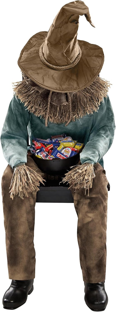 4 Ft 6 In Scary Sitting Scarecrow Animatronic, Multicolor