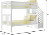 Bunk Bed, Twin-Over-Twin Bed Frame For Kids With Stairs, Clay