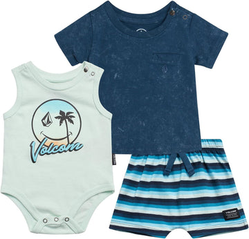 Baby Boys 3 Piece Set Onesie T-Shirt and Shorts