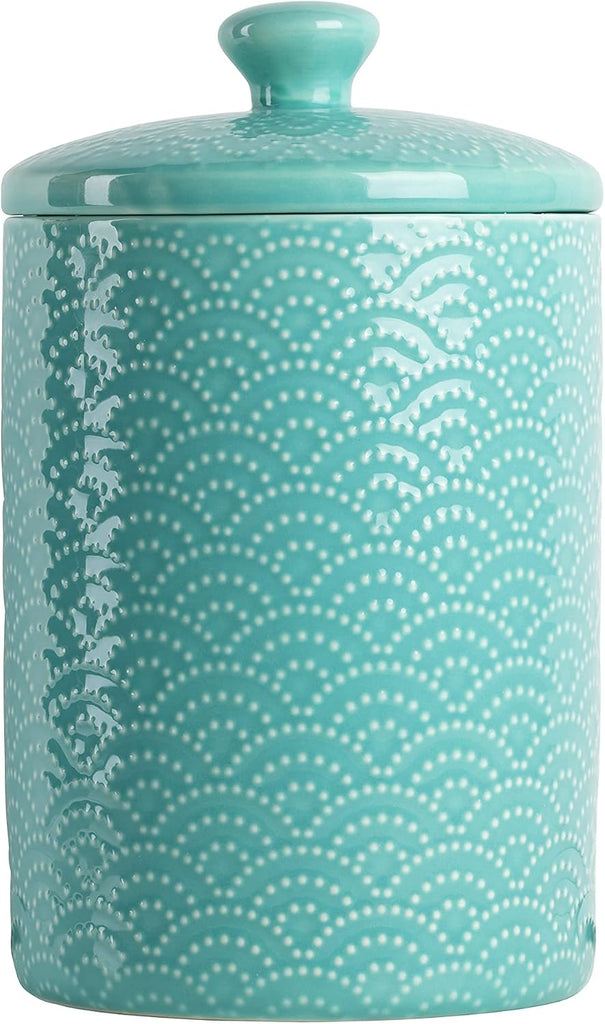 Embossed Ceramic Kitchen Canister Set, Tide Blue - Set of 3