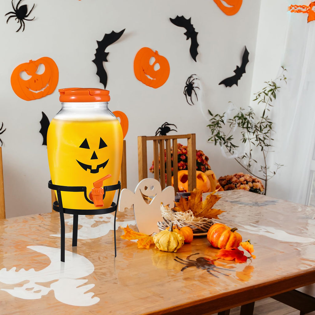 1 Gallon Halloween Drink Dispenser with Steel Stand and Lid, Grimace