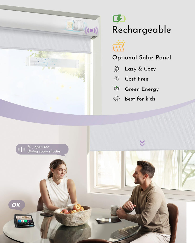 Motorized Roller Shade Blinds 100% Blackout Shades Cordless Waterproof Remote Control Window Automated Blinds with