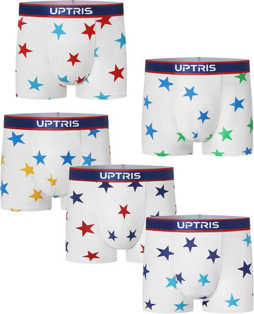 Boys Boxer Briefs Cotton Underwear Star Print Lightweight Mlutipacks