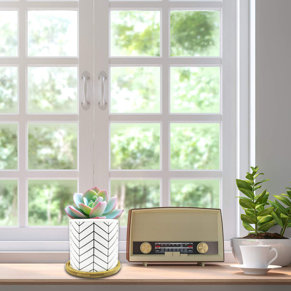 Succulent Planters with Drainage, Geometric Patterned, Minimalist Design 3.5 Inch Small Succulent Pots, Ceramic Flower